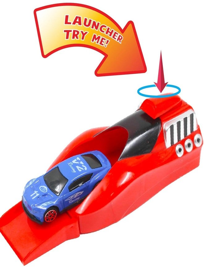 سكاي تيك مجموعة سيارات سكاي تك® رابيد لانشر عالية السرعة | مجموعة سيارات معدنية مصبوبة من 4 قطع للأطفال | مع قاذفة عالية السرعة | تتضمن 3 حواجز طريق وقطعة إيقاف واحدة | مثالية للأطفال من عمر 3 سنوات فما فوق - Image 4